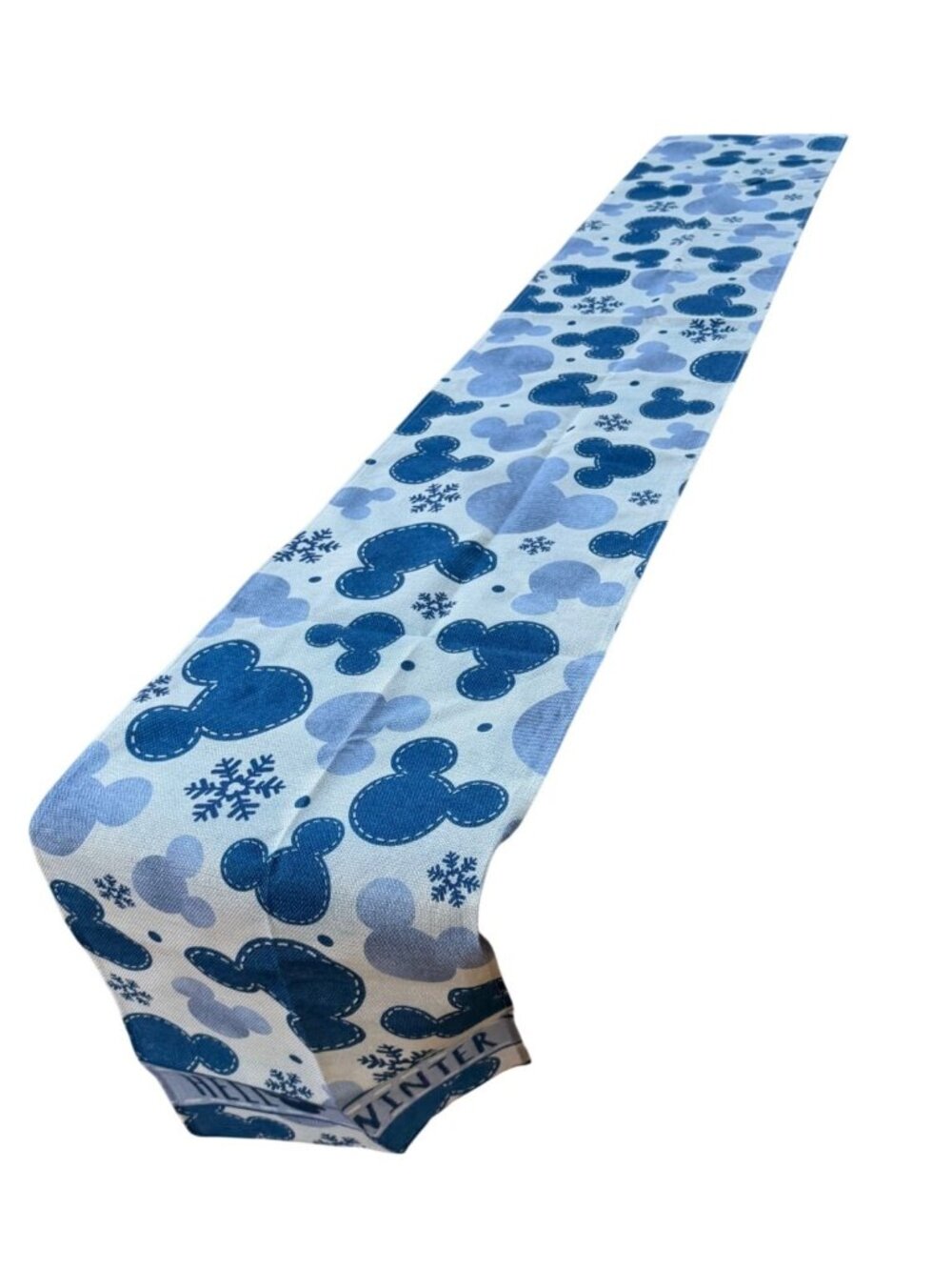 Disney Mickey Mouse Icon Print Table Runner w/Blue Snowflakes Size 13" x 53"